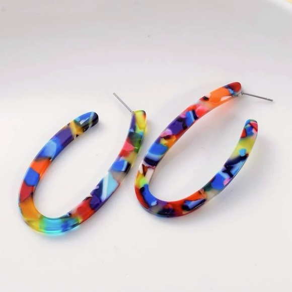 ✨3for$38 New Anthro Skinny Confetti Multicolor Hoop Earrings - Picture 8 of 12